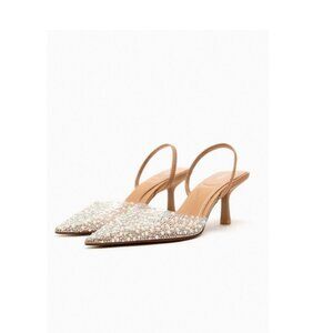 ZARA PEARL HEELED SLINGBACKS